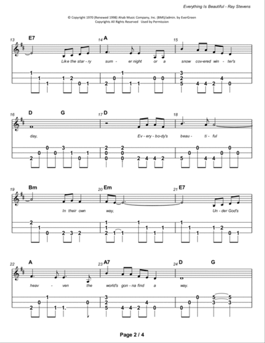 Everything Is Beautiful Dulcimer scores gallery preview page 3