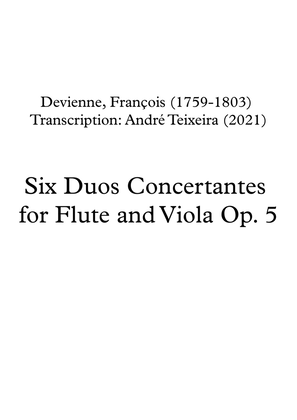 Book cover for Six Duos Concertantes for Flute and Viola - Viola part