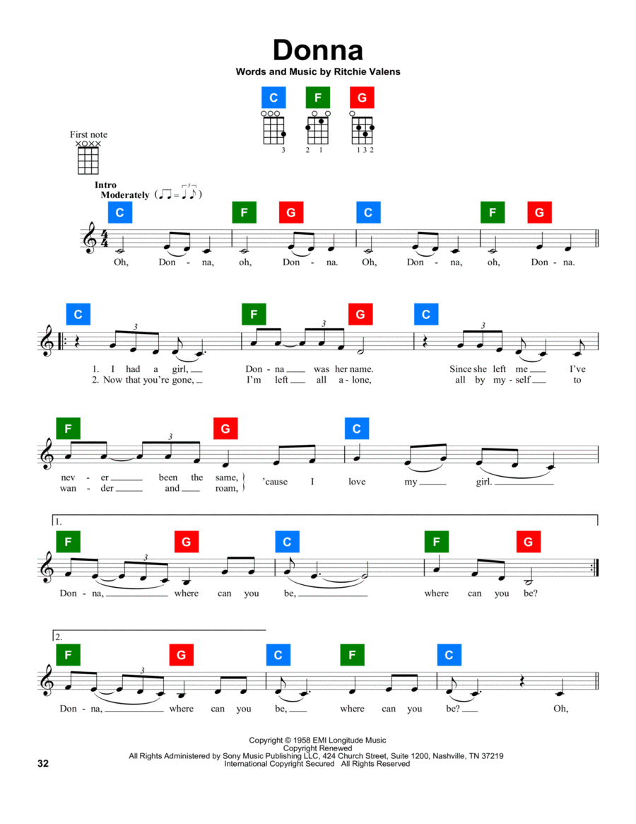 Donna Ukulele scores gallery preview page 1