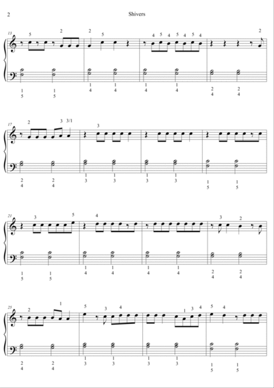 Shivers Easy Piano scores gallery preview page 2
