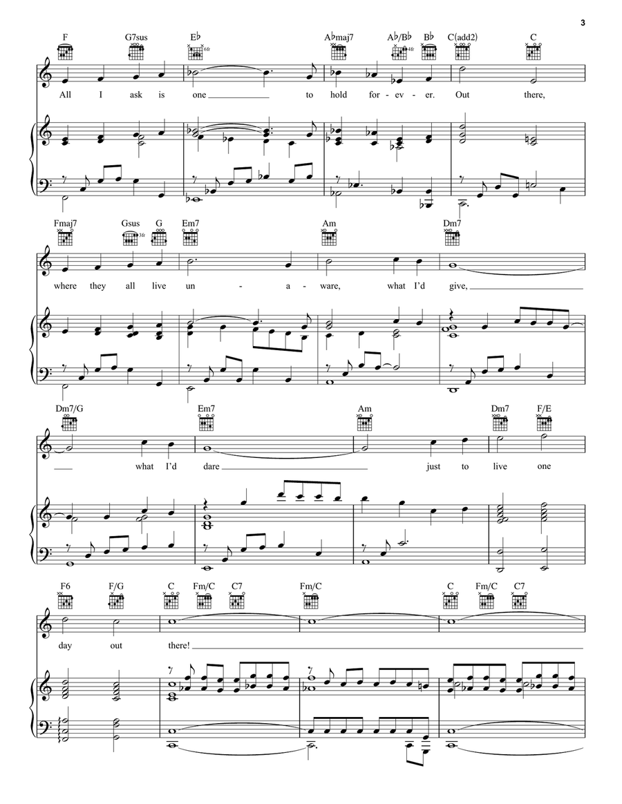 Out There (from The Hunchback Of Notre Dame: A New Musical) Piano, Vocal, Guitar scores gallery preview page 3