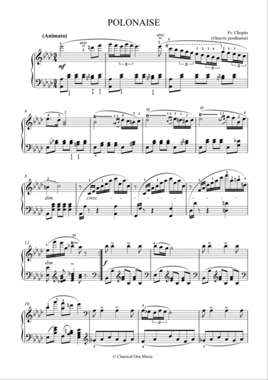 Chopin - Polonaise in A-Flat Major, Op.posth. Small Ensemble scores gallery preview page 2