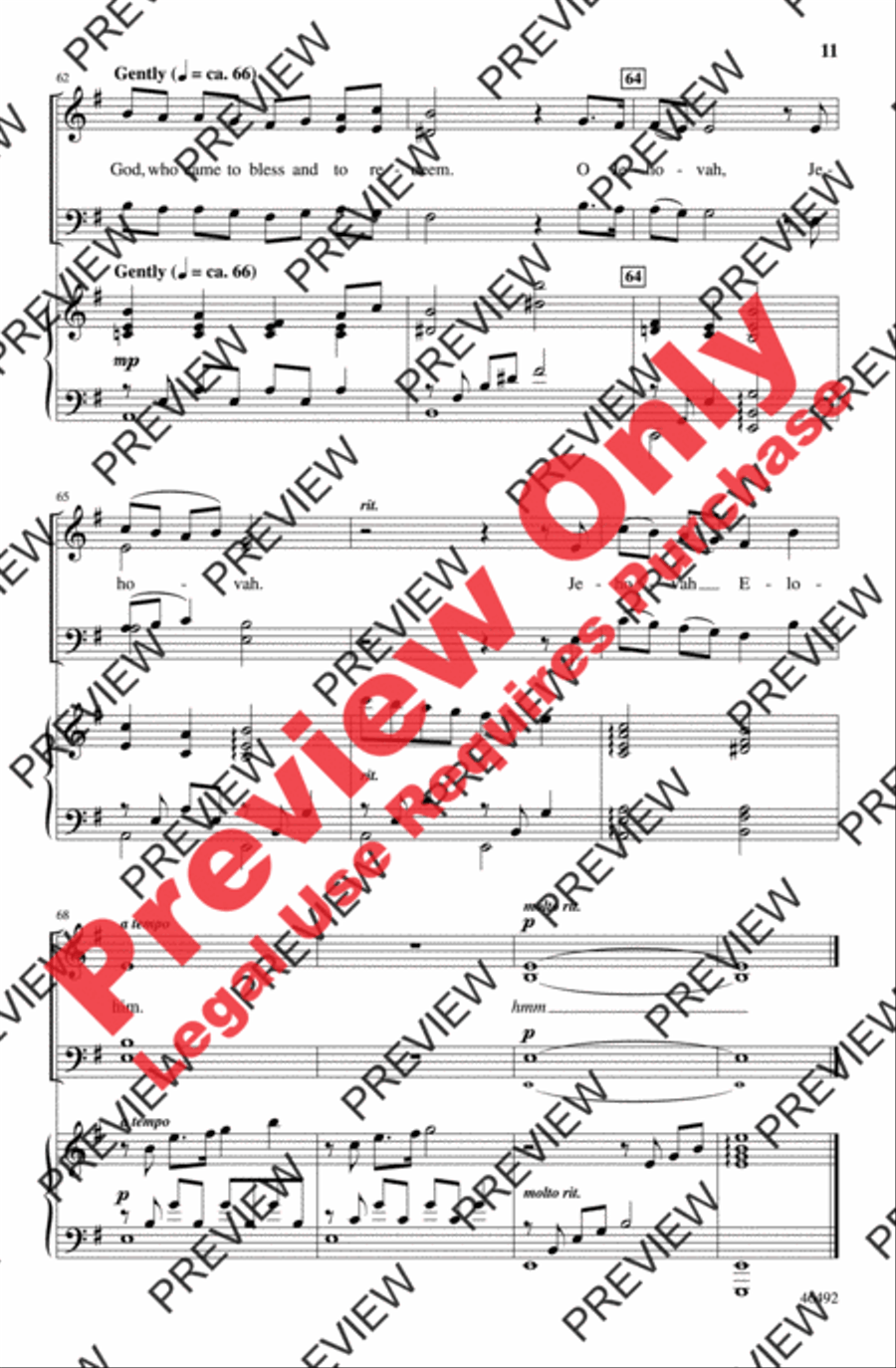 Jehovah Elohim 4-Part scores gallery preview page 11