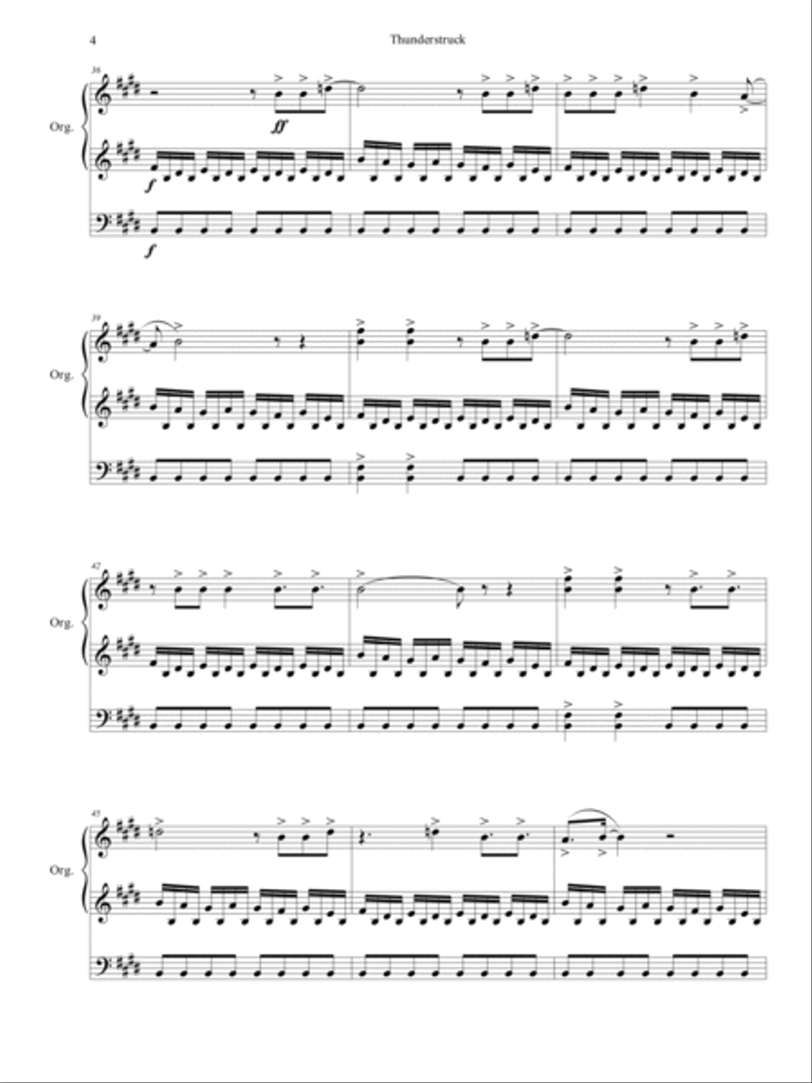 Thunderstruck Organ Solo scores gallery preview page 5