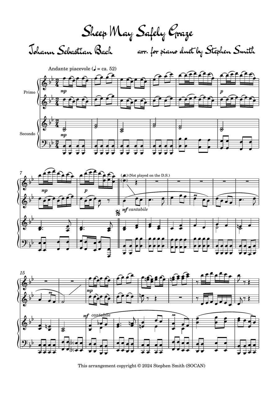 Sheep May Safely Graze 1 Piano, 4-Hands scores gallery preview page 1