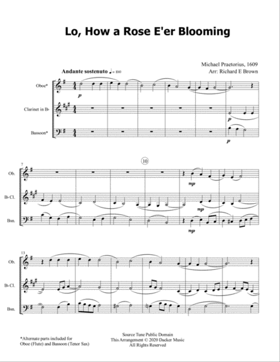 Lo, How a Rose E'er Blooming - Woodwind Trio Woodwind Trio scores gallery preview page 2