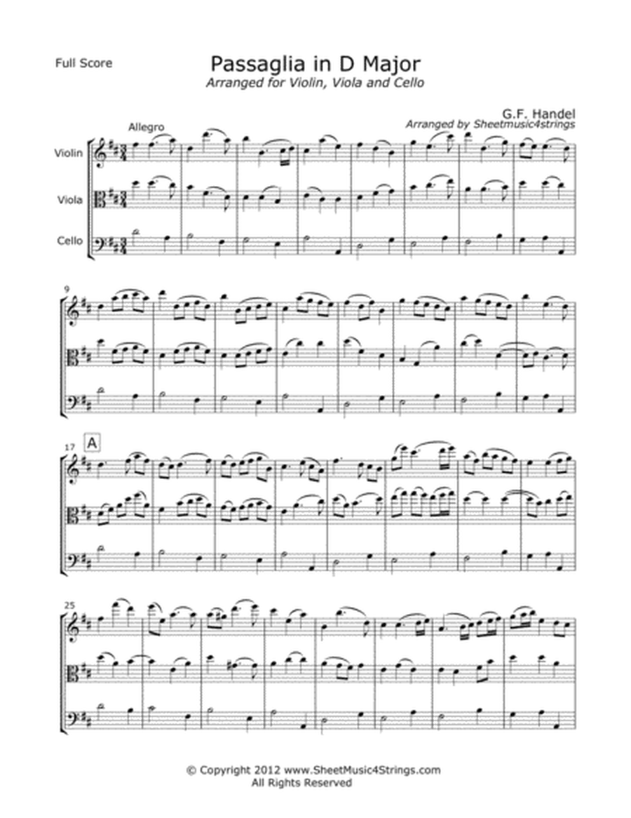 Handel. G. - Passaglia for Violin, Viola and Cello image number null