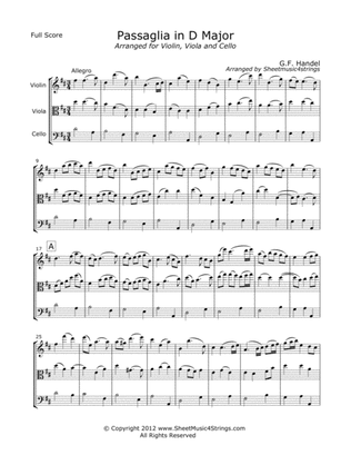 Book cover for Handel. G. - Passaglia for Violin, Viola and Cello