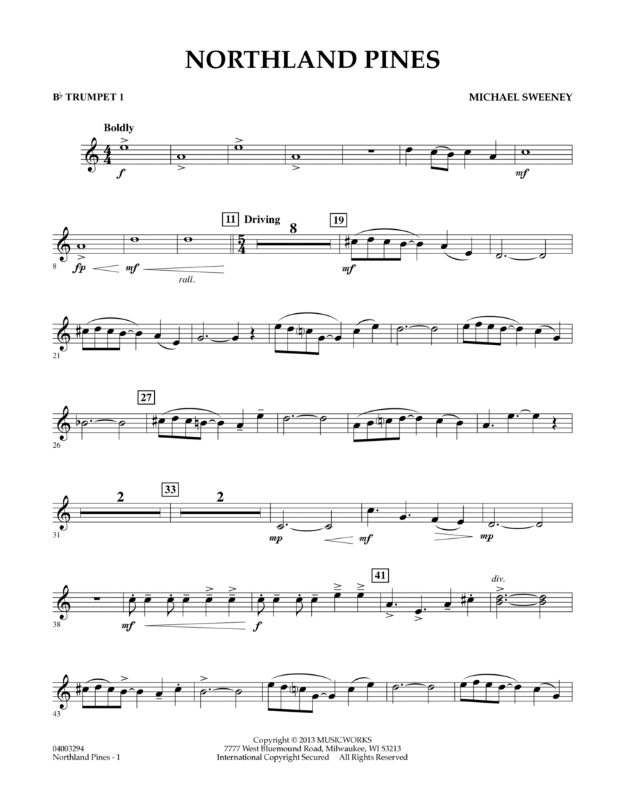 Northland Pines - Bb Trumpet 1 Concert Band scores gallery preview page 1