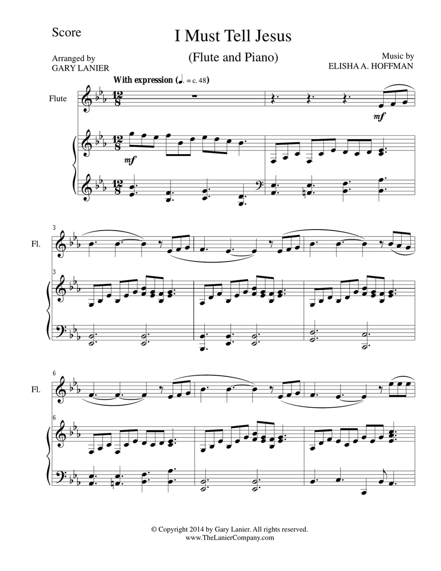 I MUST TELL JESUS (Flute/Piano and Flute Part) Flute scores gallery preview page 1