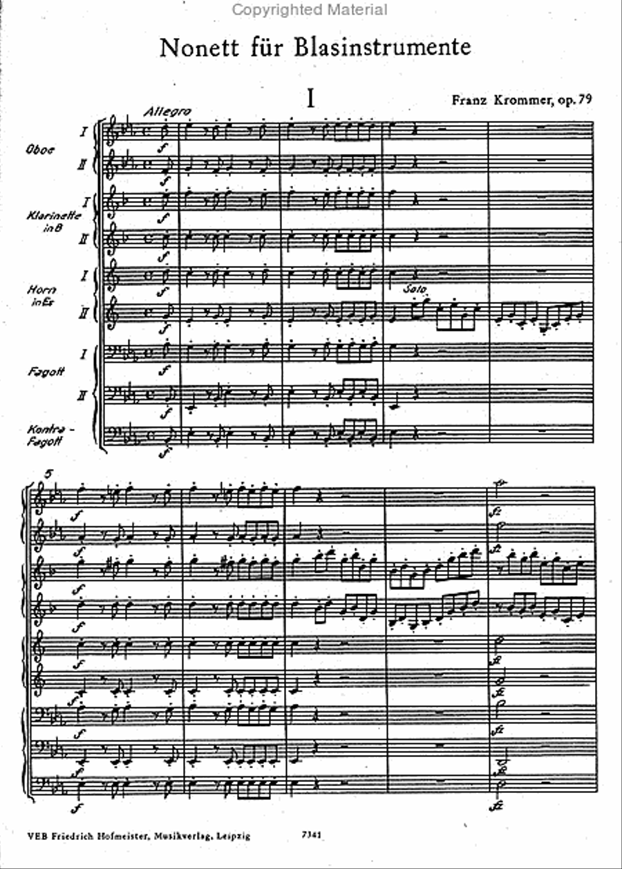 Nonett fur Blasinstrumente op. 79 / Partitur