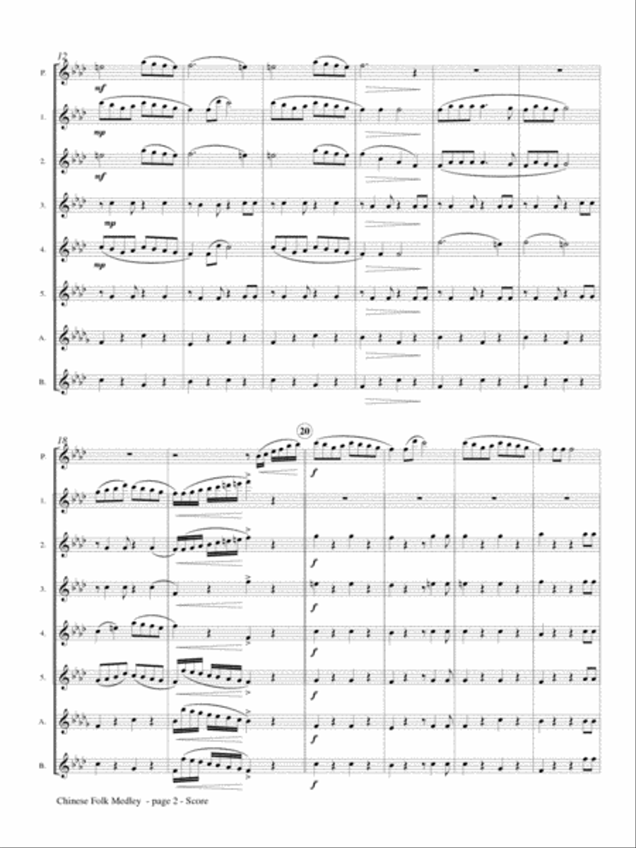 Chinese Folk Medley for Flute Choir Flute Choir scores gallery preview page 3