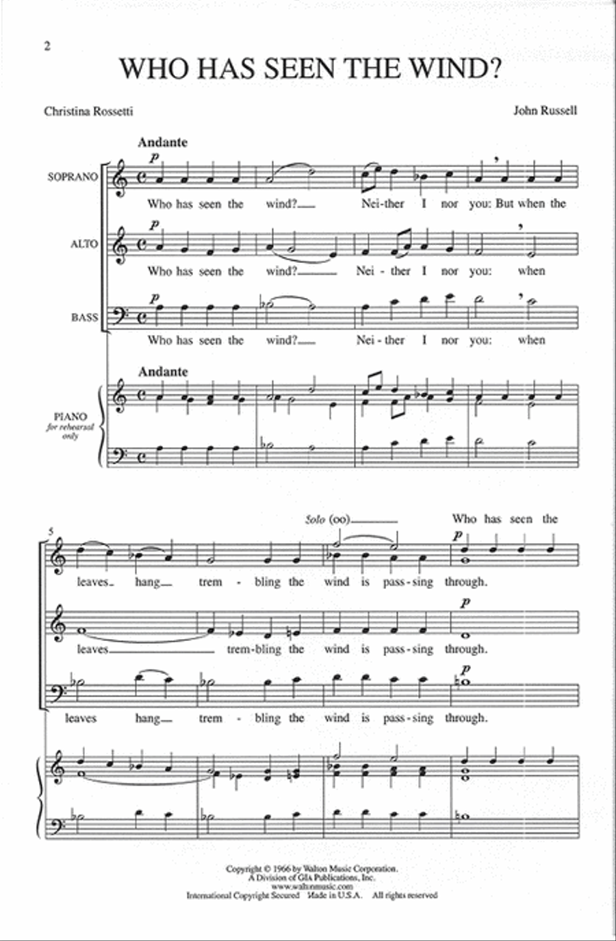 Who Has Seen the Wind? 3-Part scores gallery preview page 2