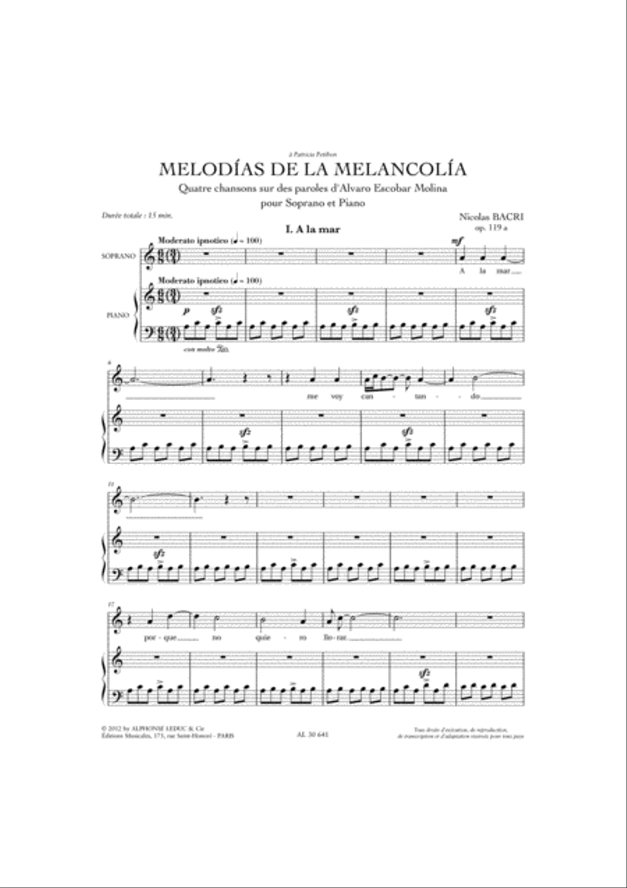 Melodias De La Melancolia (15') 4 Chansons Sur Des Paroles D'alvaro Escobar Mol Cello scores gallery preview page 2