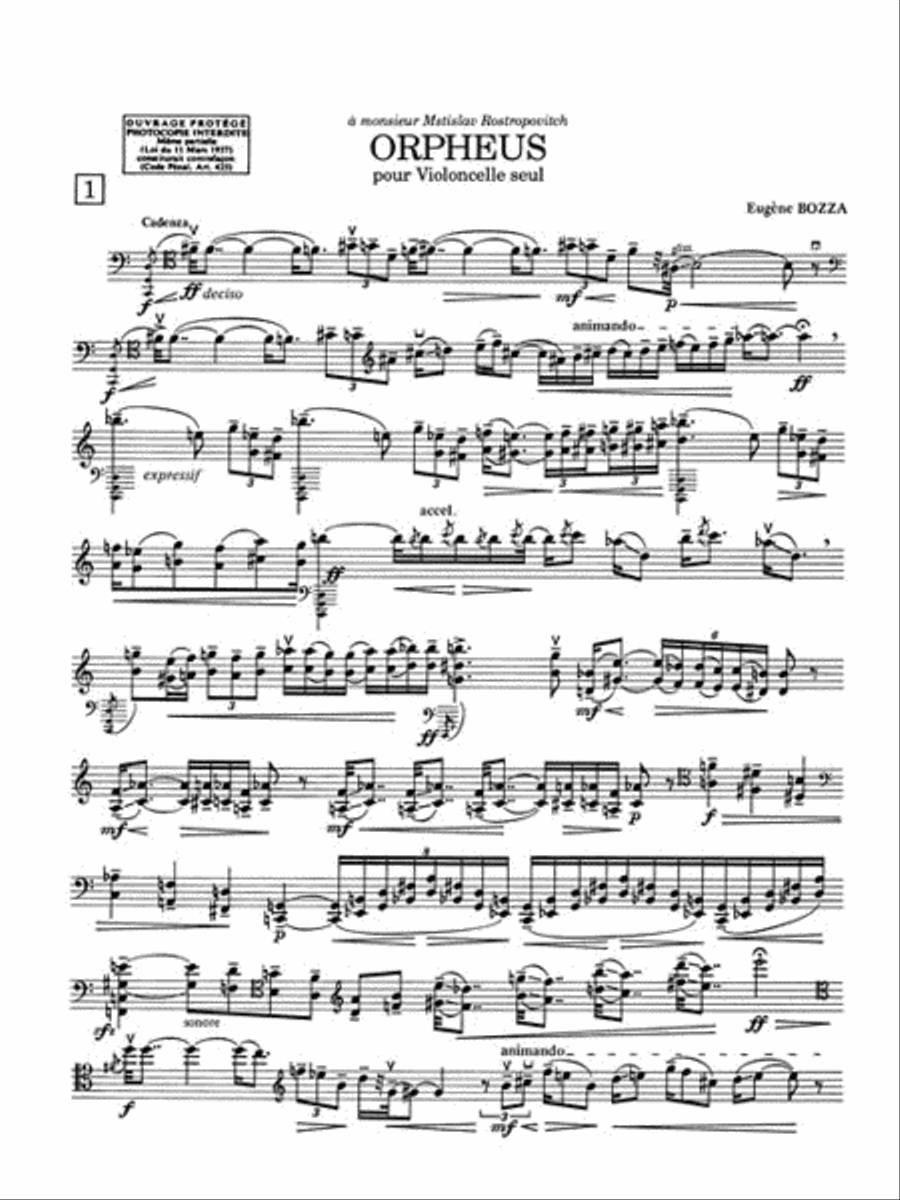 Bozza Eugene Orpheus Cello Solo Book Cello Solo scores gallery preview page 3
