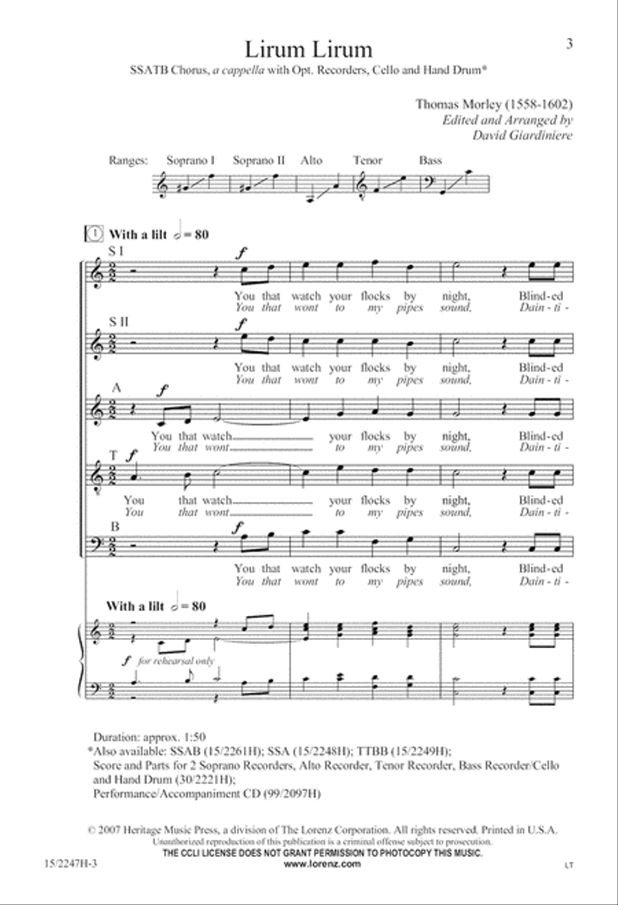 Lirum Lirum Lirum Lirum SSATB scores gallery preview page 4
