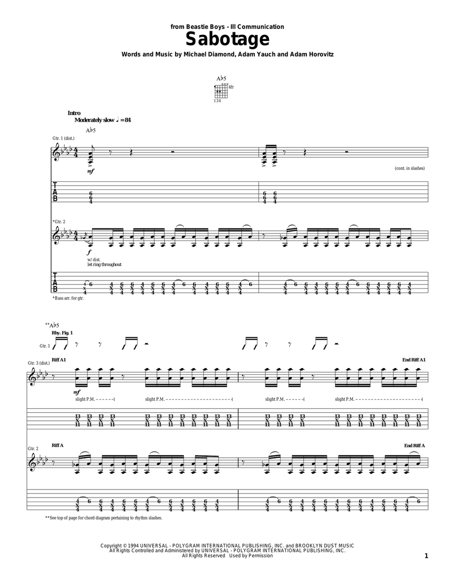 Sabotage Sabotage Acoustic Guitar scores gallery preview page 1