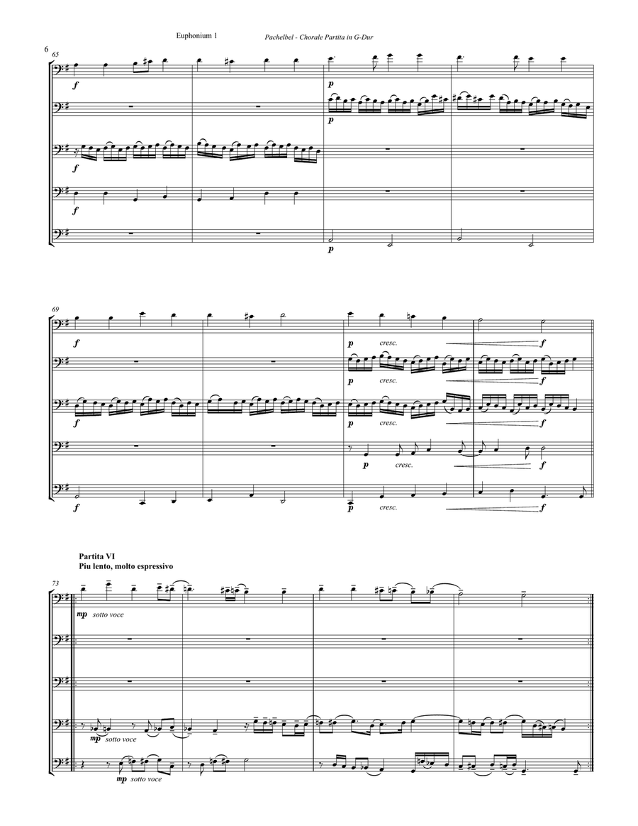 Chorale Partita with Seven Variations for 5-part Tuba Ensemble 4-Part scores gallery preview page 6