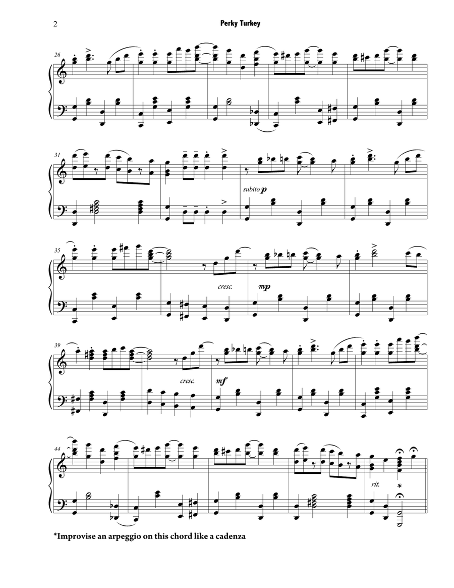 Perky Turkey (Ragtime Piece) Piano Solo scores gallery preview page 3