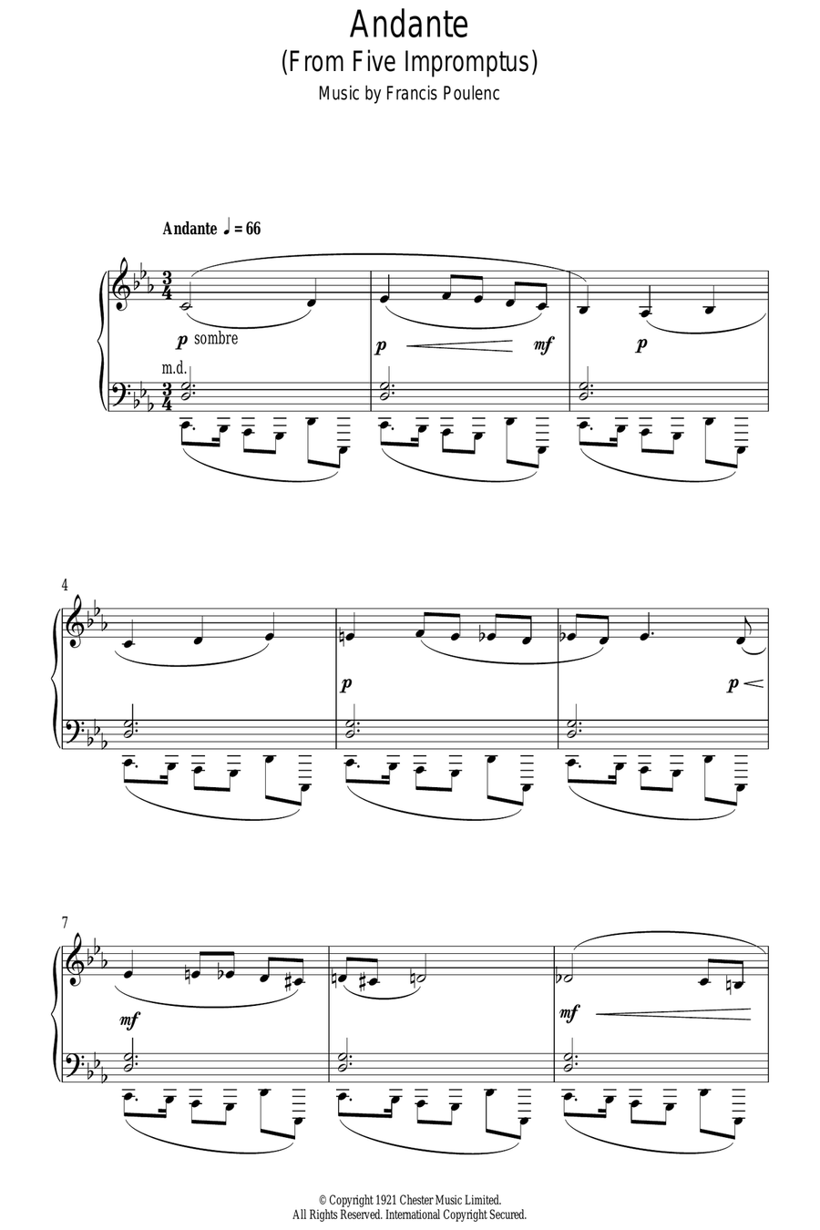 Andante (From Five Impromptus) Piano Solo scores gallery preview page 1