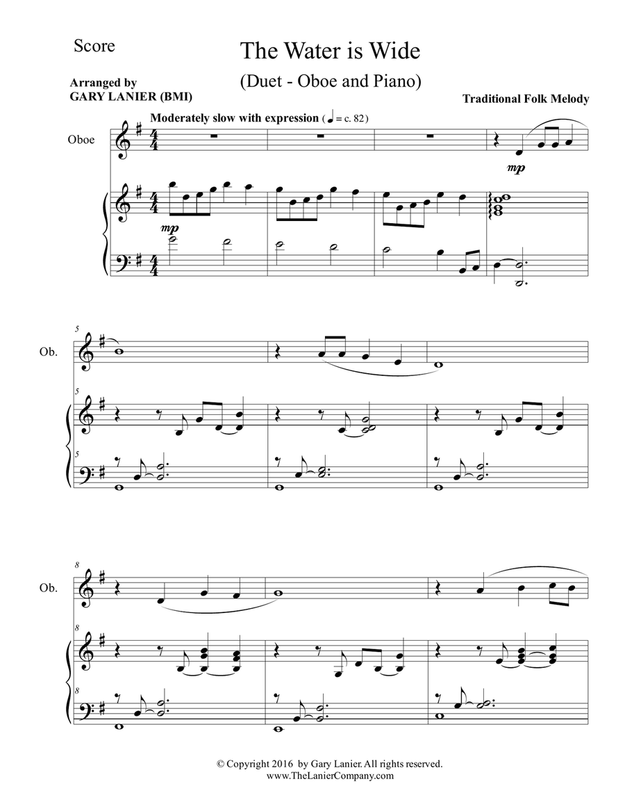 THE WATER IS WIDE (Oboe & Piano with Parts) THE WATER IS WIDE (Oboe & Piano with Parts) Piano scores gallery preview page 2