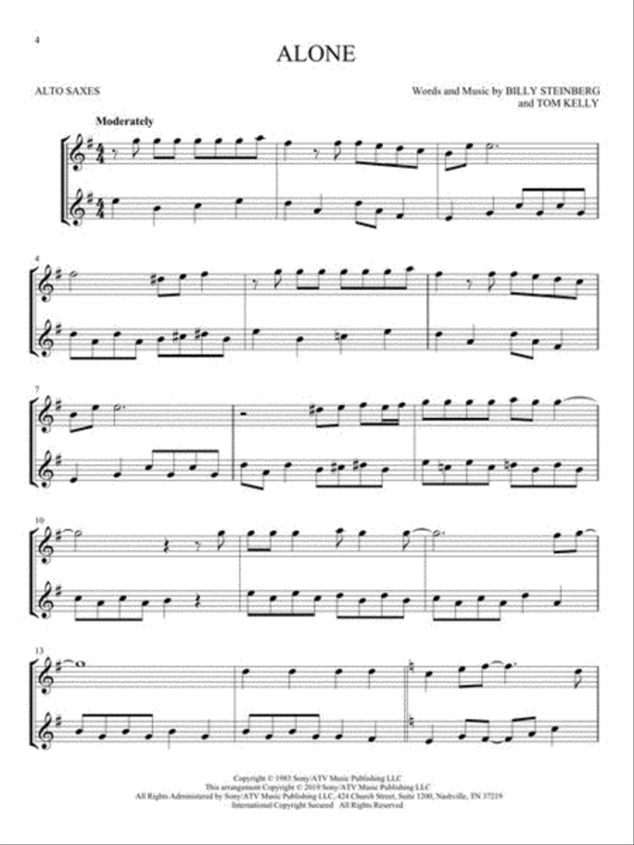 Pop Classics for Two Alto Saxophones Woodwind Duet scores gallery preview page 5