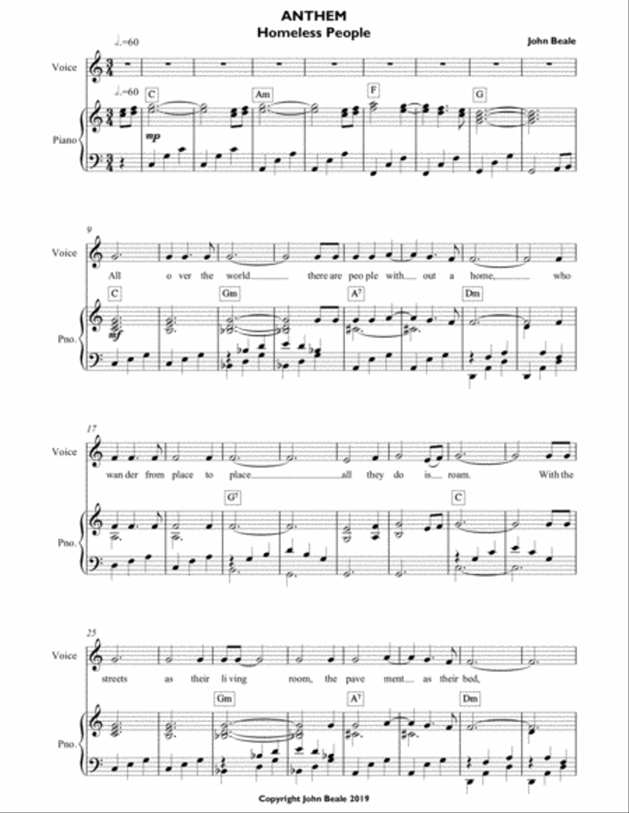Homeless People - An Anthem for childrens choir Unison Choir scores gallery preview page 2