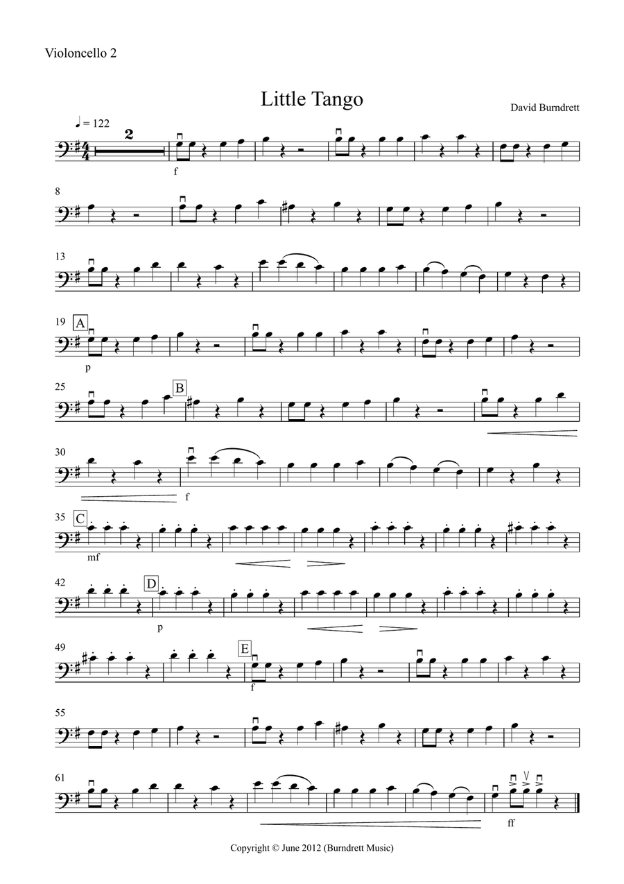 Little Tango for Beginning Cello Quartet Cello Solo scores gallery preview page 5