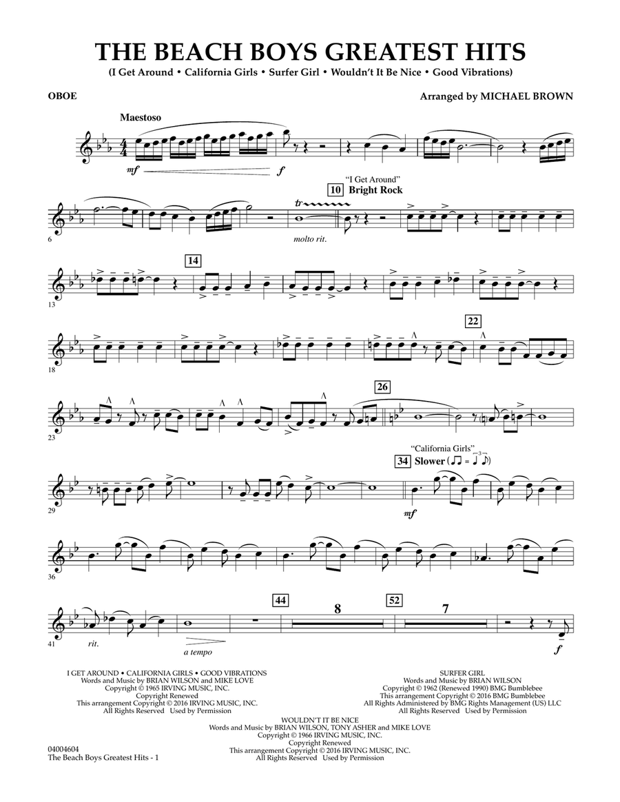 The Beach Boys Greatest Hits - Oboe Concert Band scores gallery preview page 1