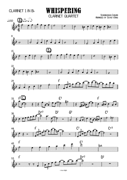 Whispering for Clarinet Quartet image number null