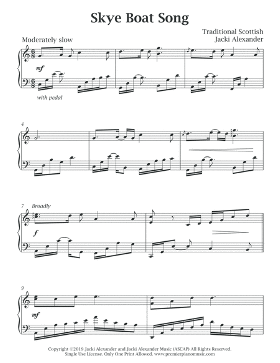Skye Boat Song Piano Solo scores gallery preview page 3