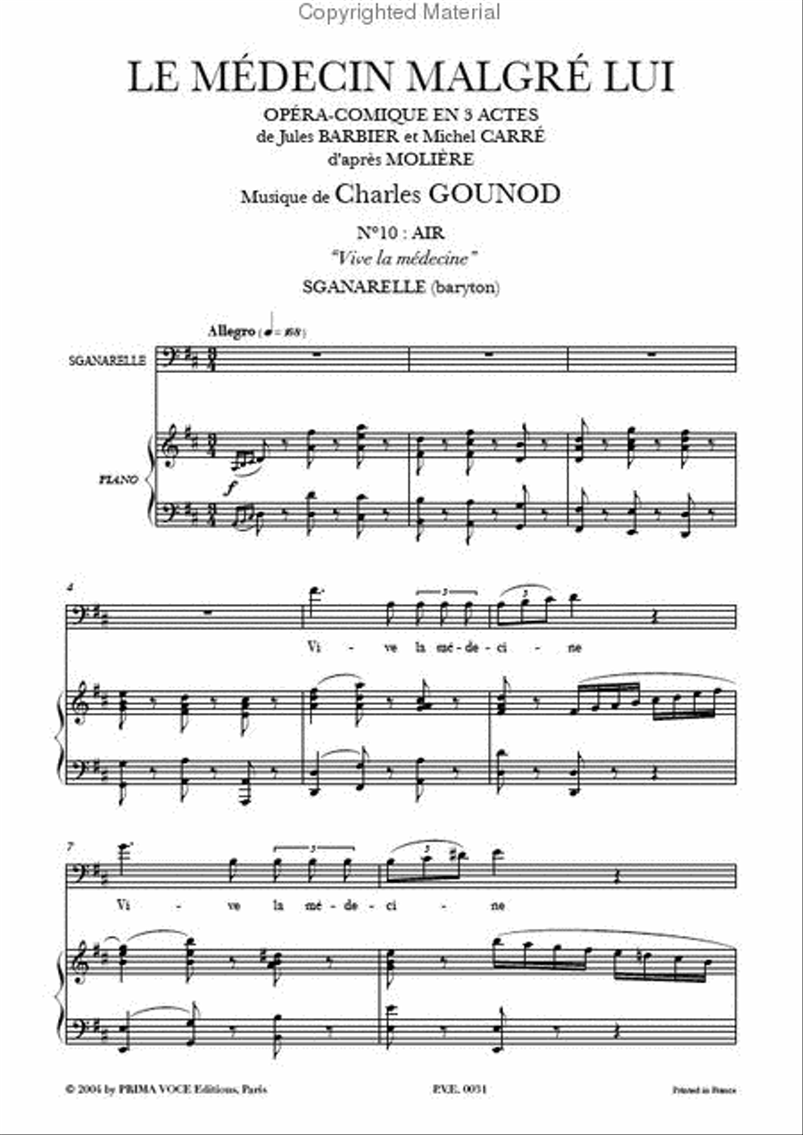 Vive la medecine from Le Medecin Malgre Lui Baritone Voice scores gallery preview page 2