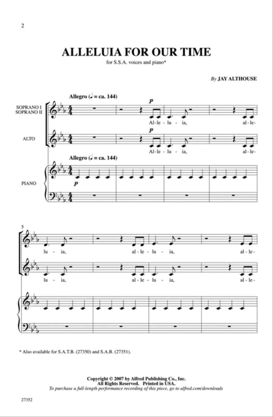 Alleluia for Our Time Alleluia for Our Time Women's Choir scores gallery preview page 2