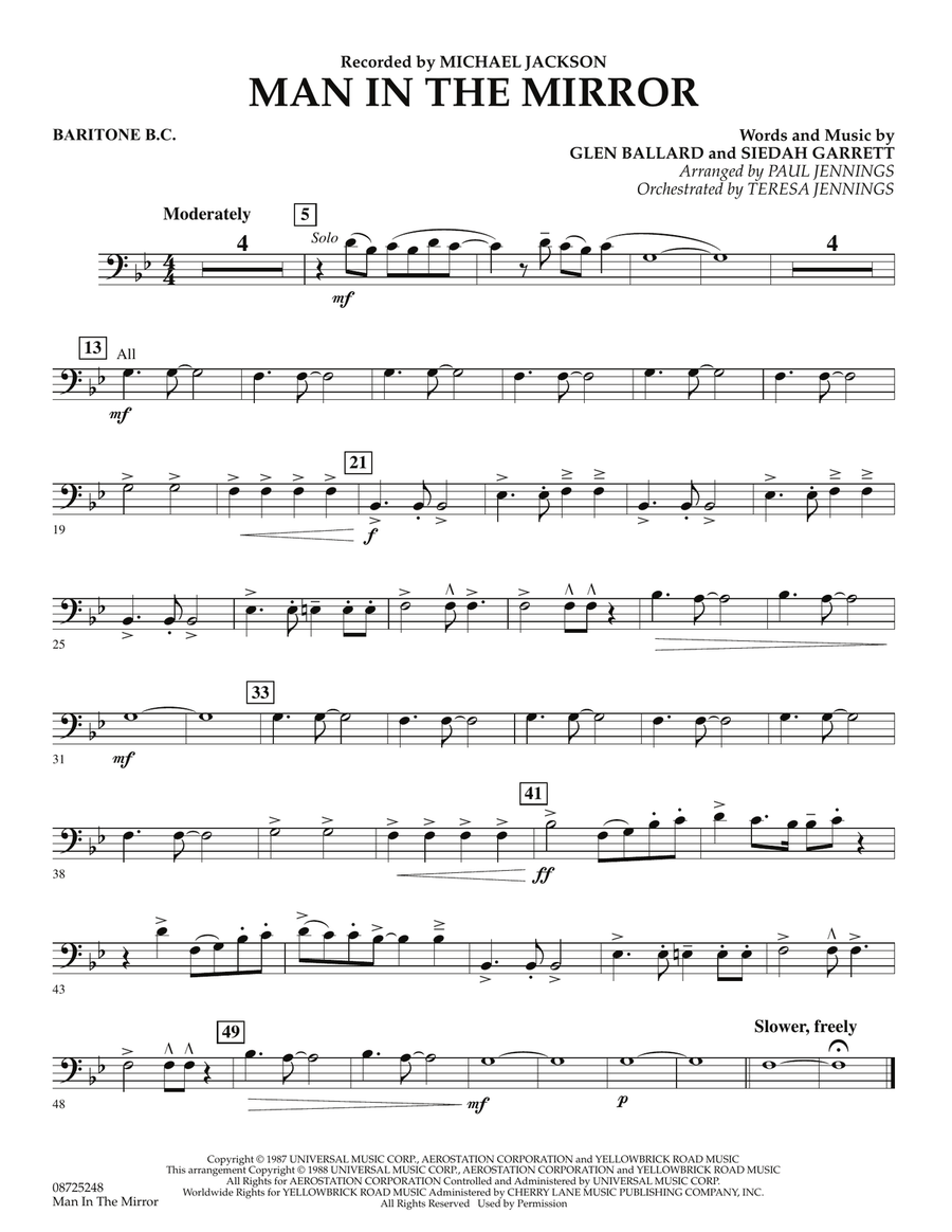 Man In The Mirror - Baritone B.C. Concert Band scores gallery preview page 1
