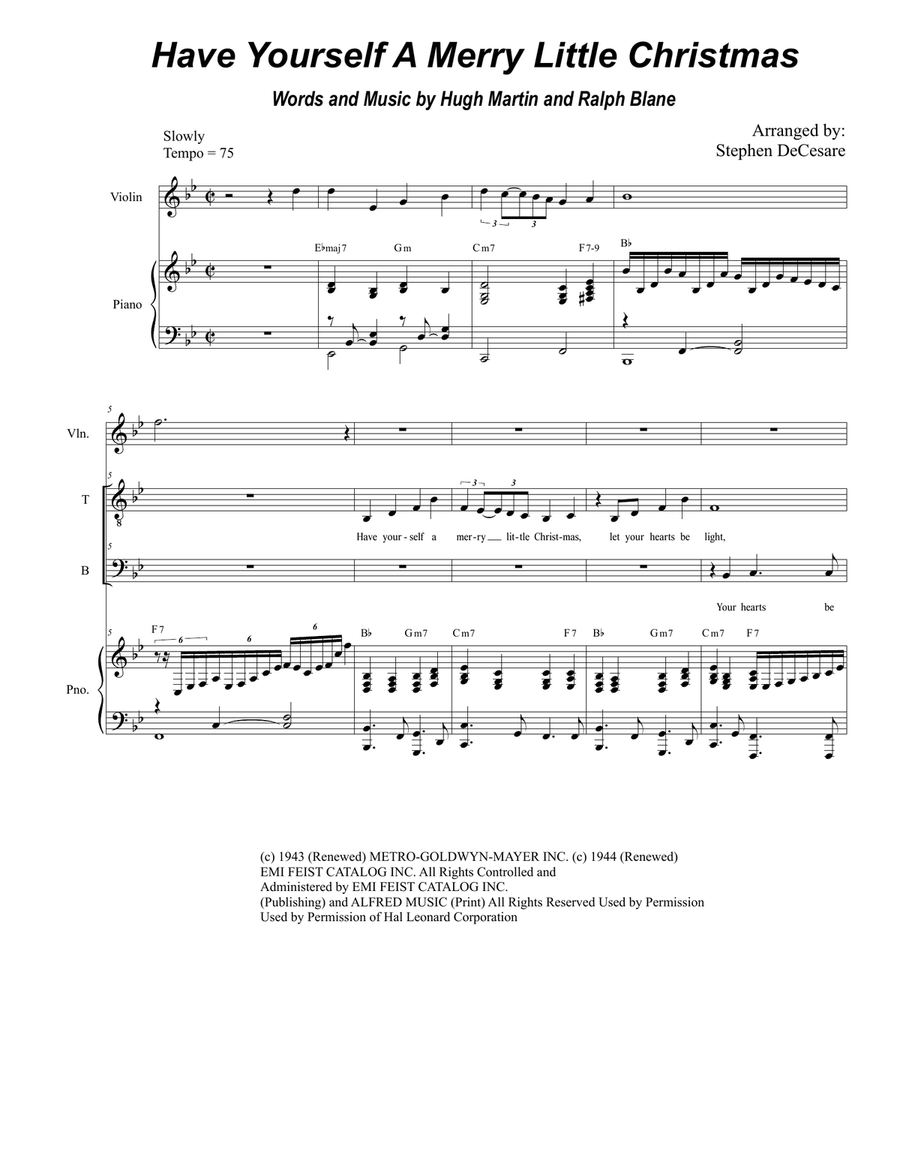 Have Yourself A Merry Little Christmas from MEET ME IN ST. LOUIS Piano scores gallery preview page 1
