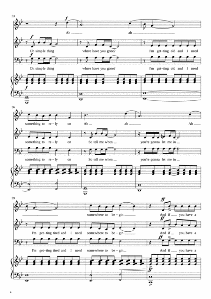 Somewhere Only We Know 3-Part scores gallery preview page 4