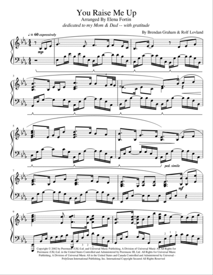 You Raise Me Up Piano Solo scores gallery preview page 2