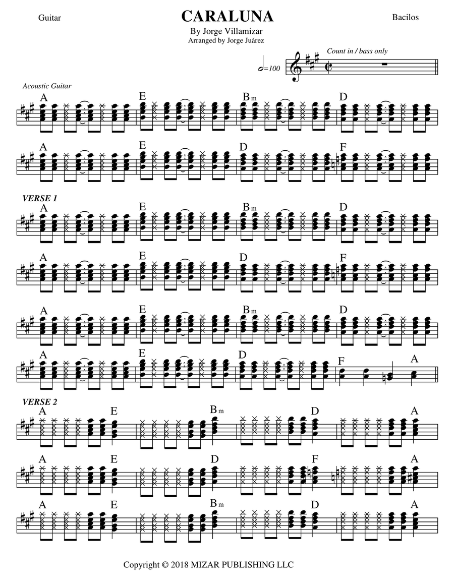 Caraluna Guitar Solo scores gallery preview page 1