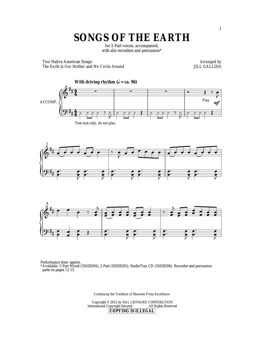 The Earth Is Our Mother The Earth Is Our Mother 2-Part scores gallery preview page 1
