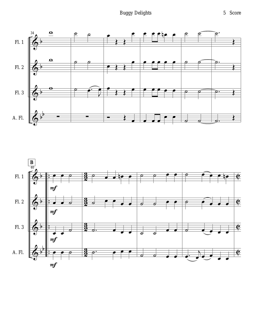 Buggy Delights, Insect Music for Flute Quartet - Score Only Flute Quartet scores gallery preview page 5