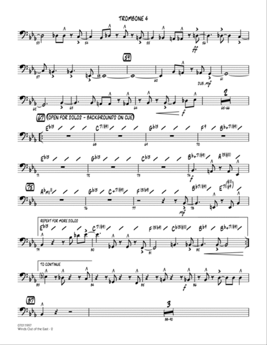 Winds Out Of The East - Trombone 4 Jazz Ensemble scores gallery preview page 2