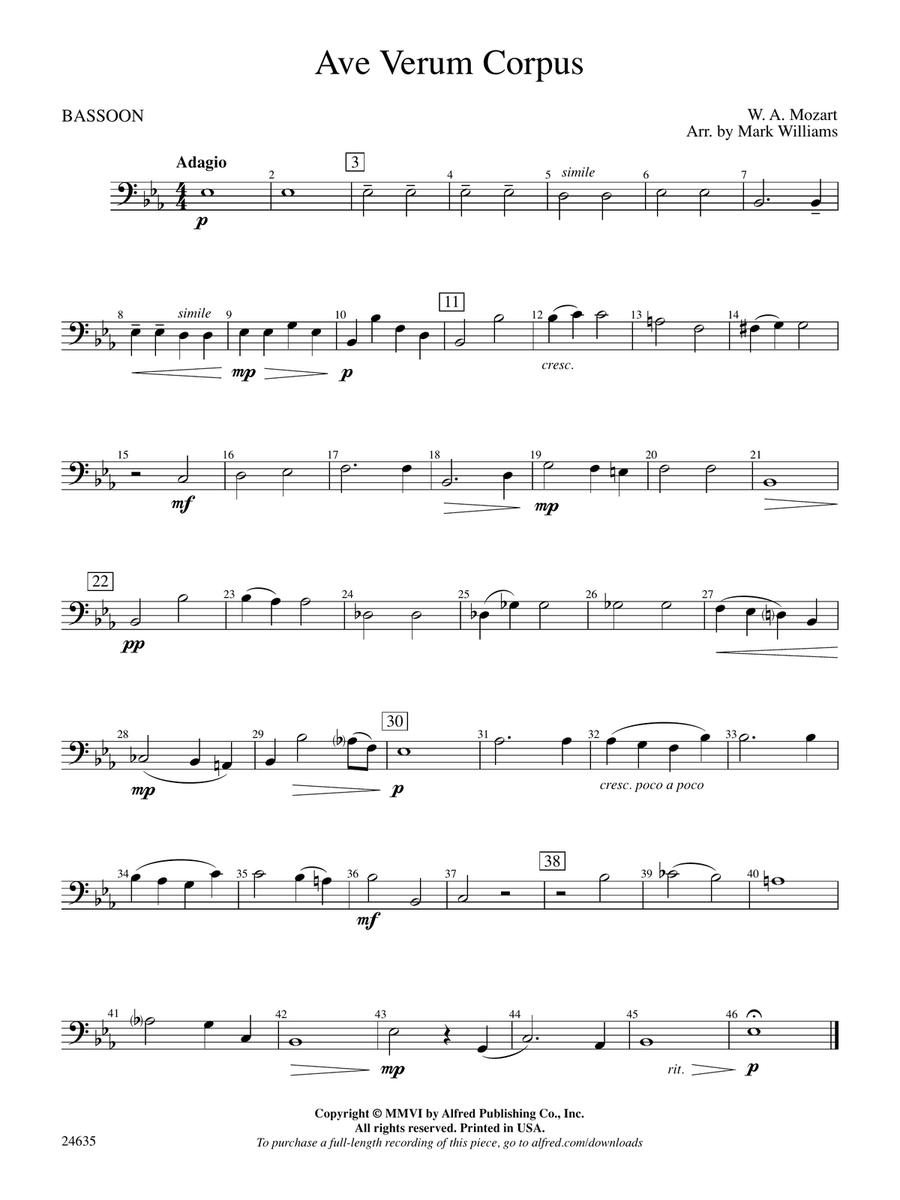 Ave Verum Corpus: Bassoon