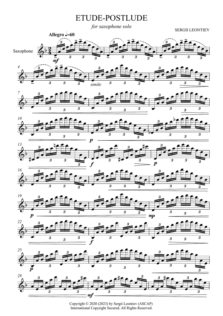 Etude-Postlude Saxophone scores gallery preview page 3