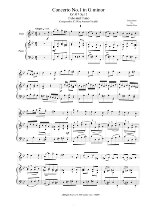 Vivaldi - Concerto in G minor RV 317 Op.12 No.1 Flute and Piano