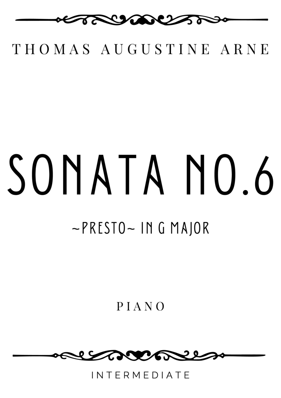 Arne - Presto from Sonata No. 6 in G Major - Intermediate Piano Method scores gallery preview page 1