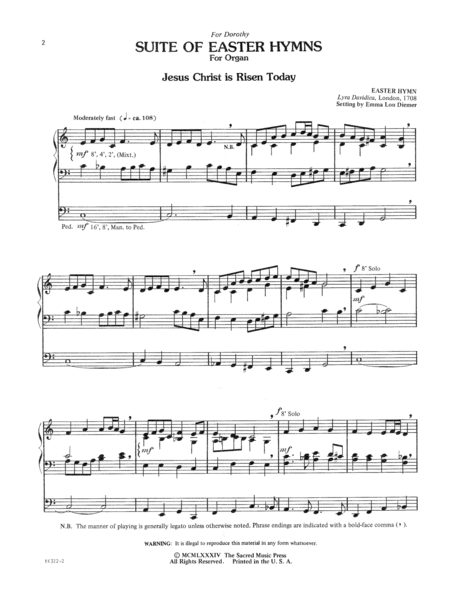 Suite Of Easter Hymns For Organ by Emma Lou Diemer Organ Solo - Digital Sheet Music