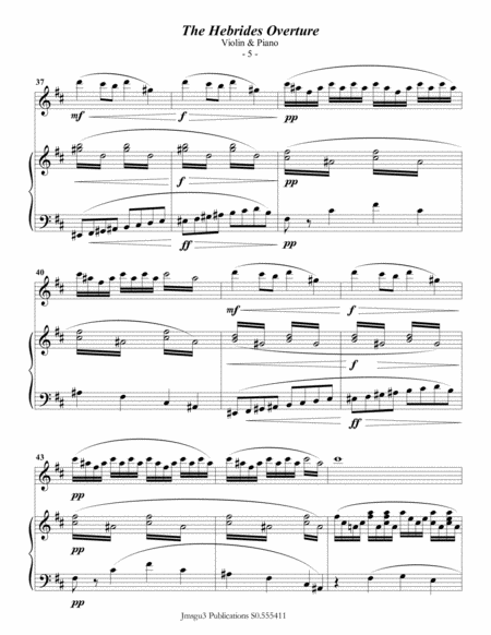 Mendelssohn: the Hebrides Overture for Violin & Piano image number null