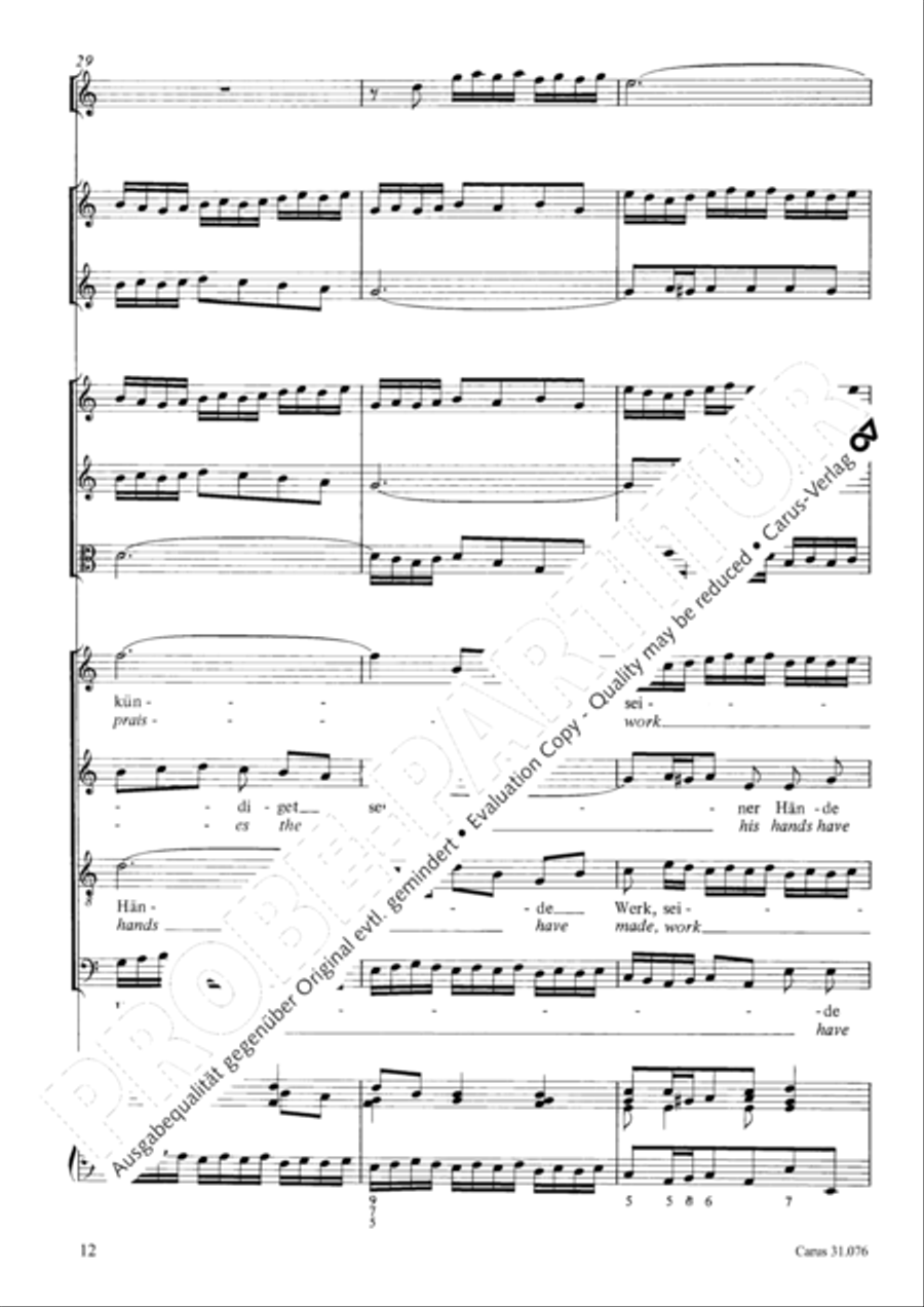 The heavens are telling the Father's glory (Die Himmel erzahlen die Ehre Gottes) 4-Part scores gallery preview page 13