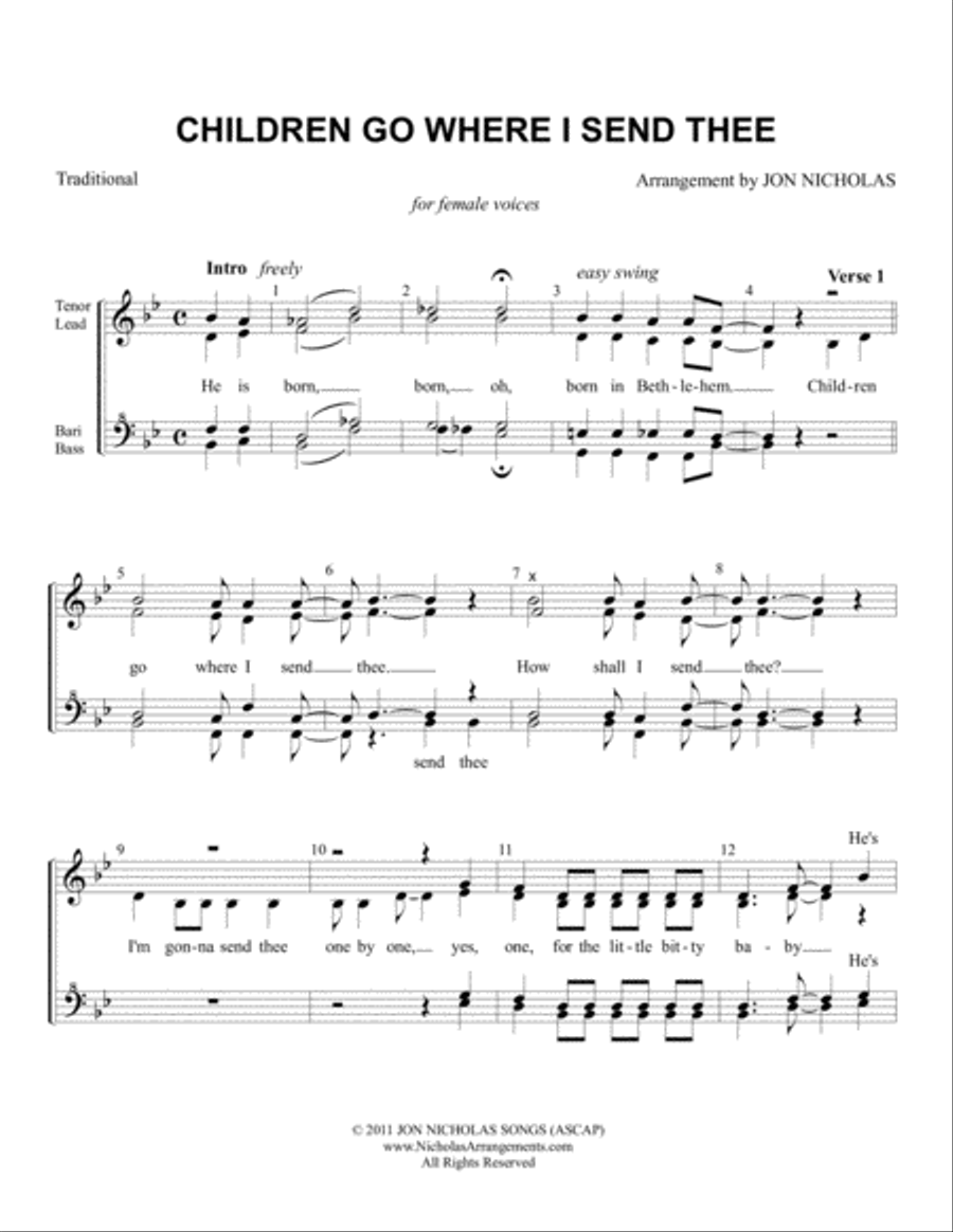 Children Go Where I Send Thee SSAA scores gallery preview page 1