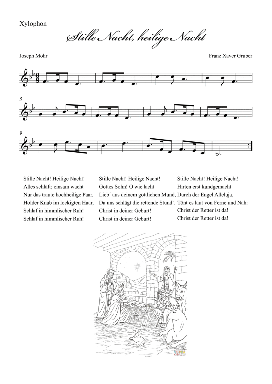 Stille Nacht (Holy Night) - Xylophon Percussion scores gallery preview page 1